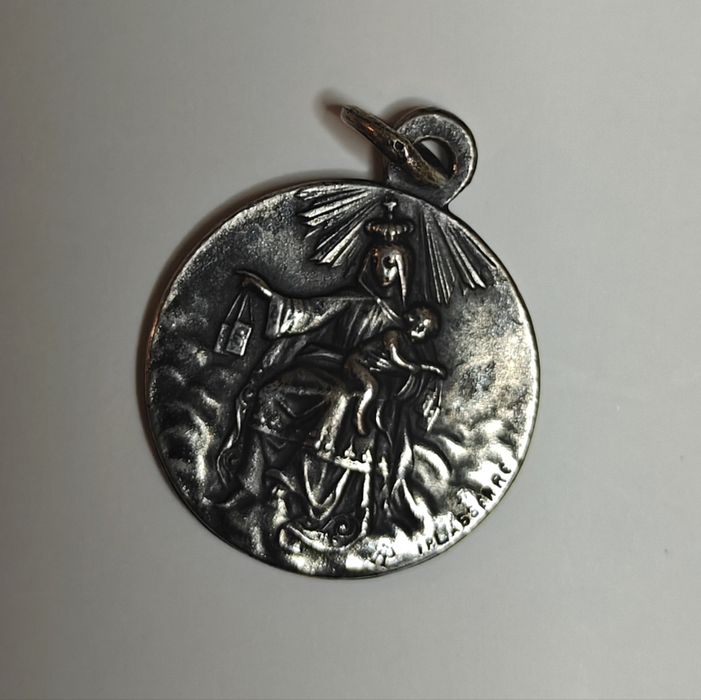 Vintage French FP Lasserre Silver Religious Medal Pendant
